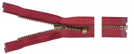 YKK Delbar Lynlås Antik Messing 25cm 4mm Bordeaux